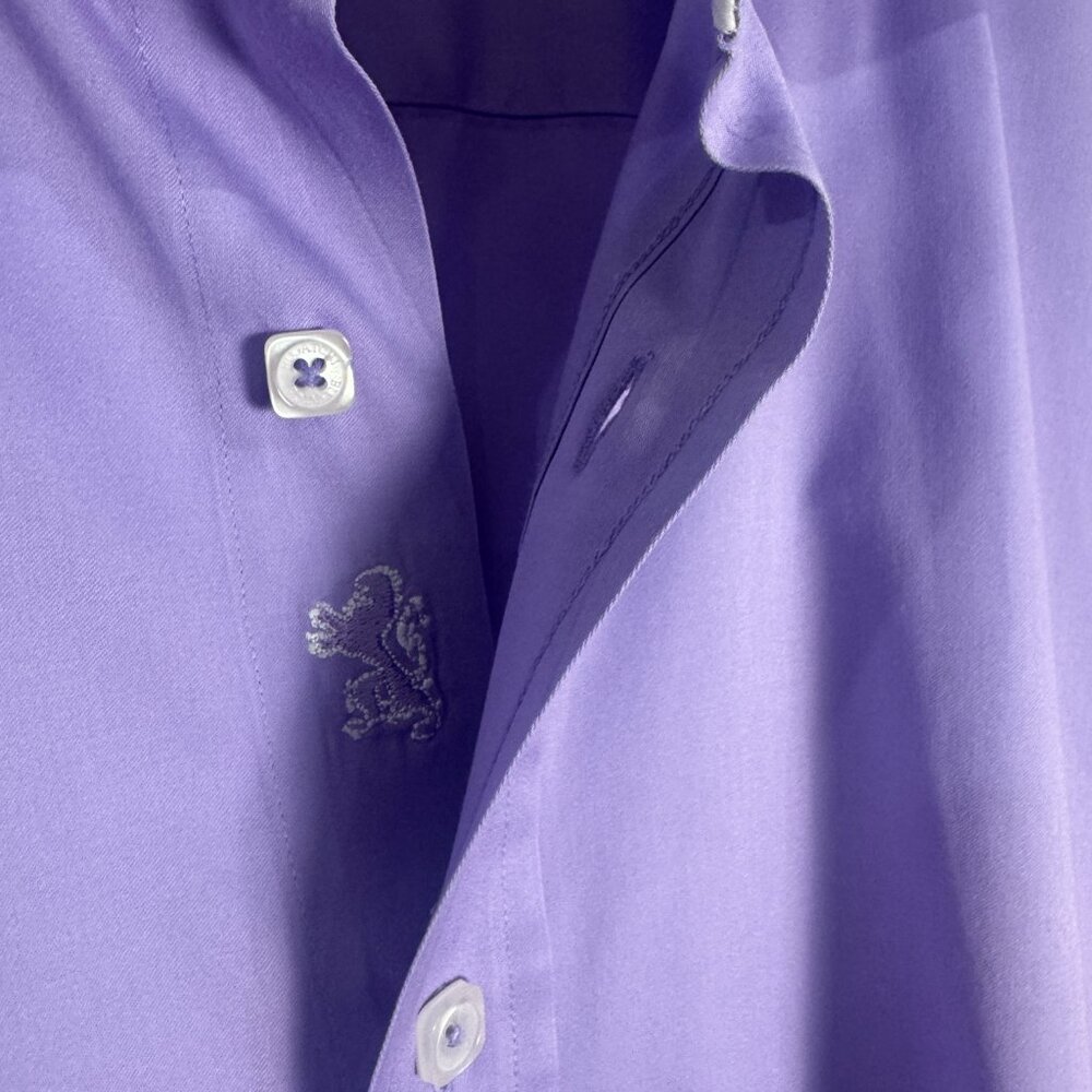 Bugatchi Uomo Classic Fit Lavender Button Front Dress Shirt Size XXL